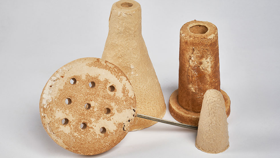 Set of Slag Skimmers and Tap Hole Cones made from a vacuum form casting process.